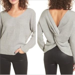 ASTR the Label Twist Back Sweater Heather Gray Size XL
